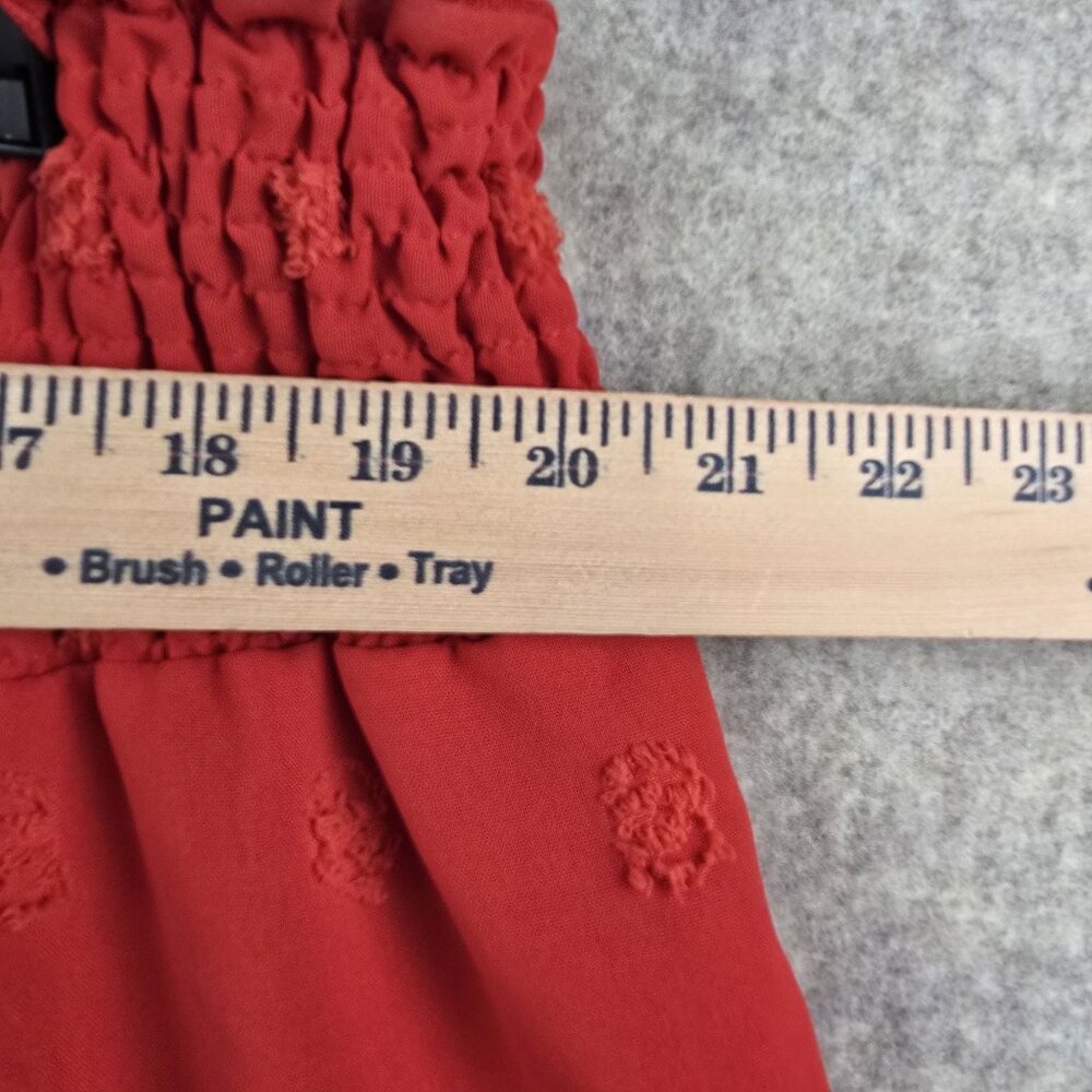Red Wide-Leg Elastic Waist Pants Size 5XL Lightweight Textured Polyester Blend - Picture 5 of 6